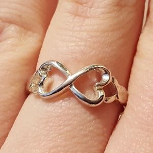 Sterling Silver Double Heart Ring. Stamped 925.